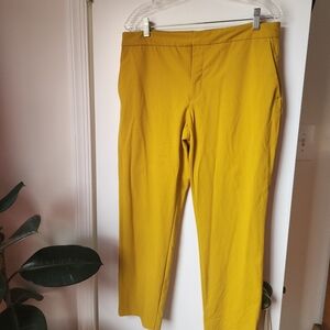 ZARA Mustard Yellow Cropped Trouser Pants Size 10 Tailored Dress Pants Career